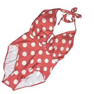 Sunn Lab Swim Swimsuit One Piece size S Women Antique Pink Coral Polka Dot NWT